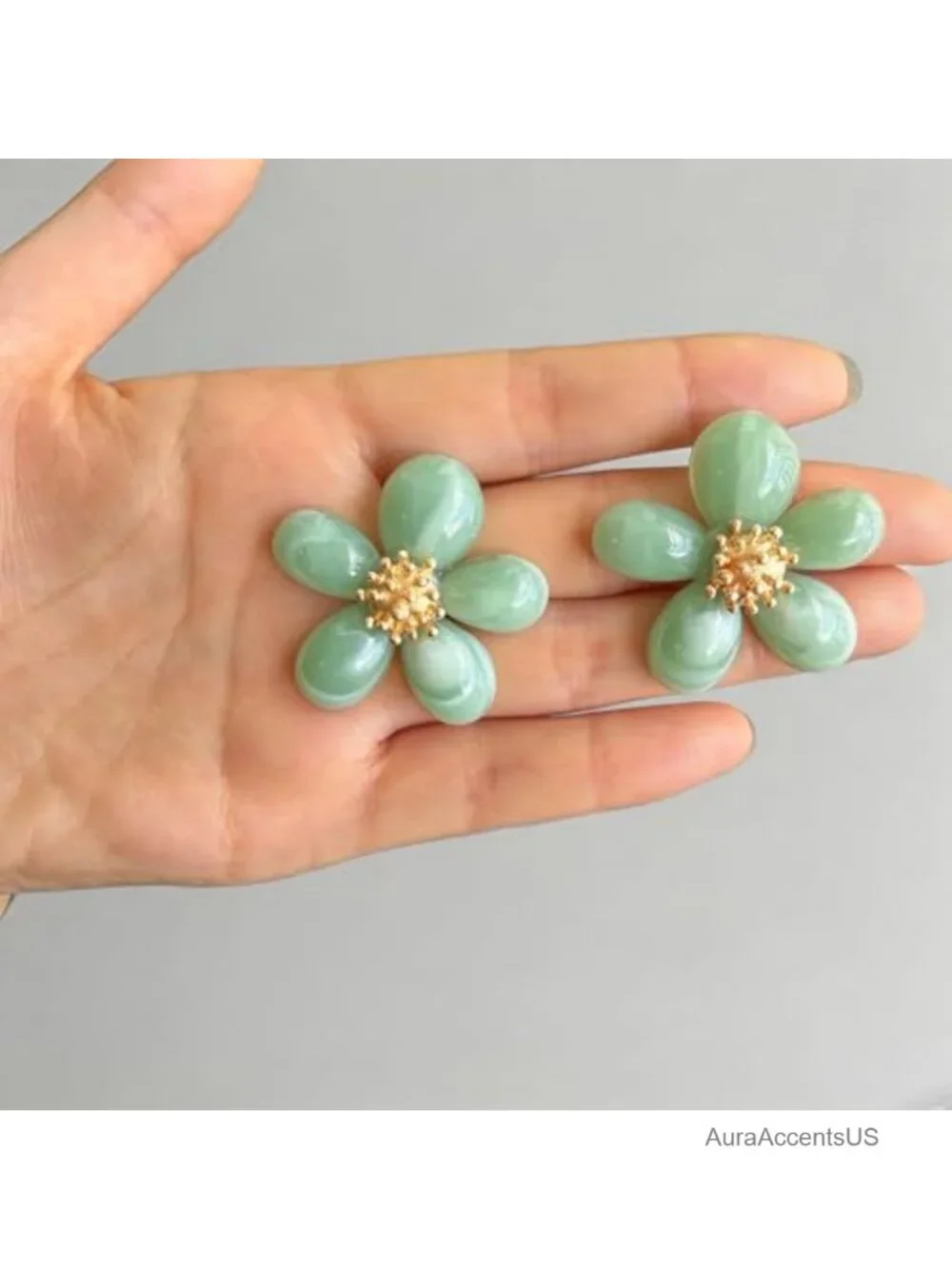 Acrylic Flower Stud Earrings Women Resin Petal Floral Statement Boho Jewelry